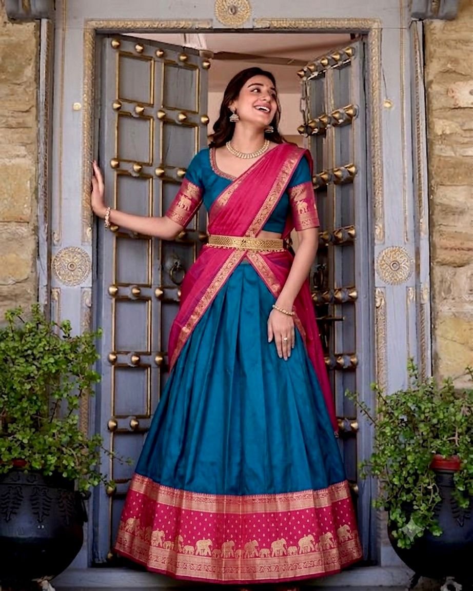 Deep Pink Narayan Pattu Lehenga